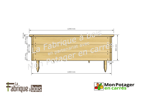 Carré potager surélevé en Robinier – 120x120 cm, hauteur 40 cm – Image 4