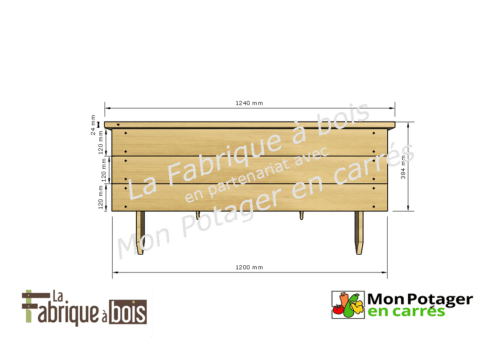 Carré potager surélevé en Robinier – 120x120 cm, hauteur 40 cm – Image 3