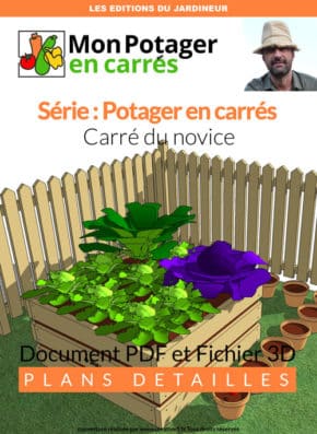 Plan PDF d'un carré de potager de 1,20 m par 1,20 m pour jardinier novice