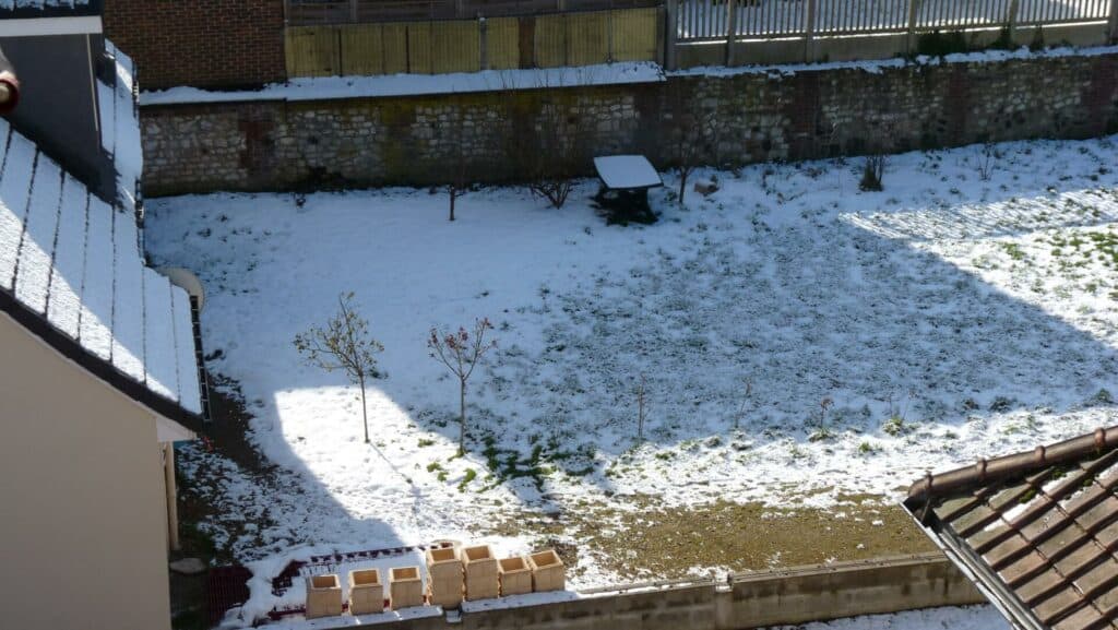 Jardin à 11h le soleil commence a définir des zones